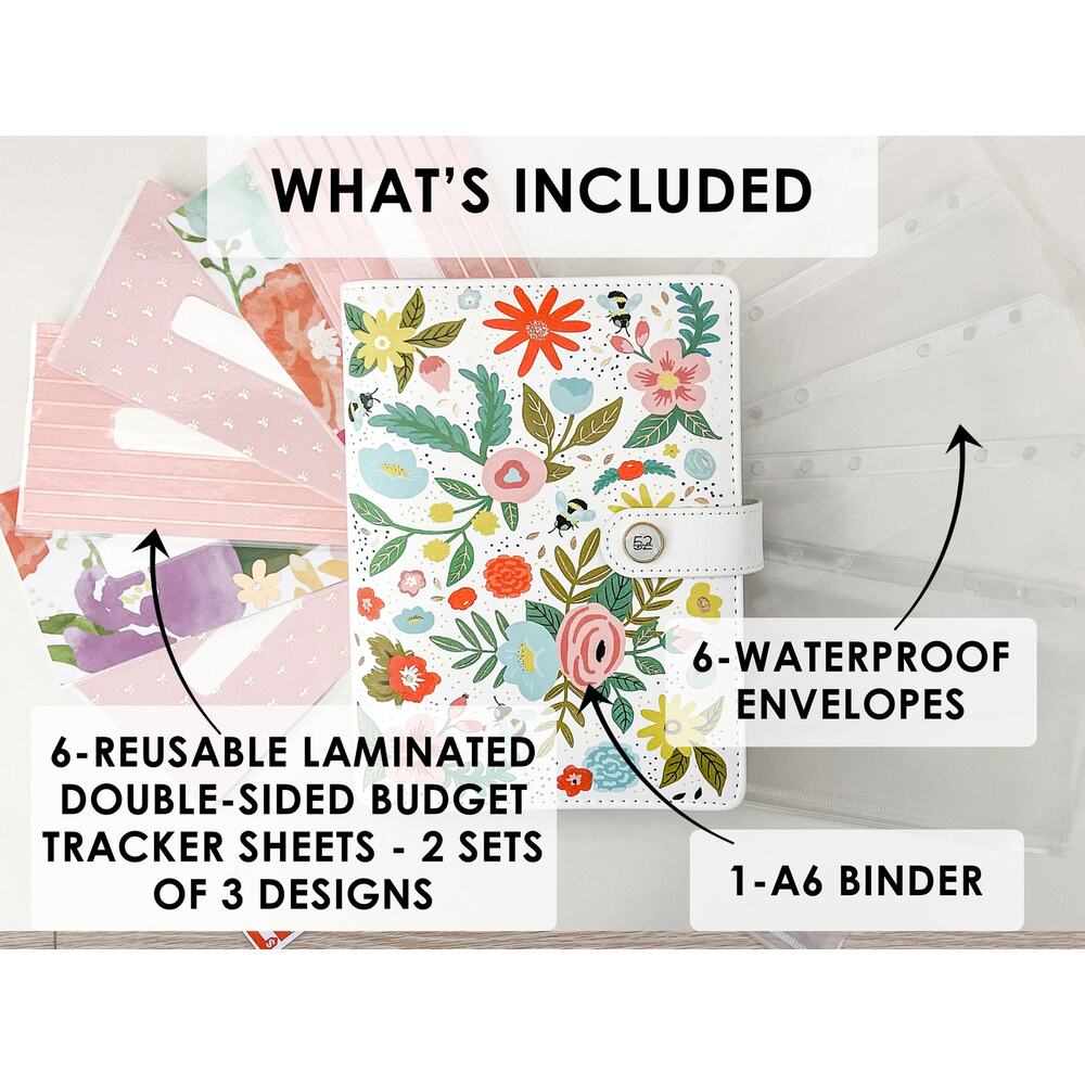 A6 Budget Binder, Cash Envelopes, Reusable Tracker Sheets, Money Binder - Picture 3 of 10